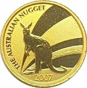 5 Dollars - Elizabeth II 4th Portrait - Kangaroo - Gold Bullion Coin, Australia, 2007 reverse image