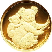 5 Dollars - Elizabeth II 4th Portrait - Koala - Gold Proof, Australia, 2008 reverse image