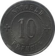 10 Pfennig - Kaufbeuren Edge: Reeded, Germany, 1918 reverse image