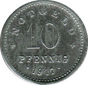 10 Pfennig - Kelheim a. D. Edge: Reeded, Germany, 1917 reverse image