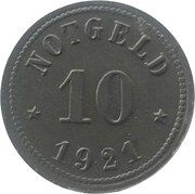 10 Pfennig - Kemnath, Germany, 1921 reverse image