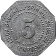 5 Pfennig - Kempten Mechanische Baumwollspinnerei obverse image