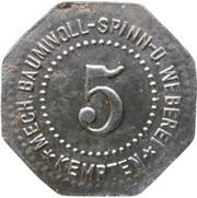 5 Pfennig - Kempten Mechanische Baumwollspinnerei obverse image