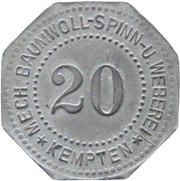 20 Pfennig - Kempten Mechanische Baumwollspinnerei obverse image
