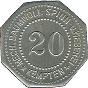 20 Pfennig - Kempten Mechanische Baumwollspinnerei obverse image