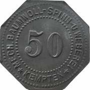50 Pfennig - Kempten Mechanische Baumwollspinnerei obverse image