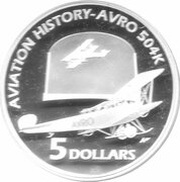 5 Dollars - Elizabeth II 4th Portrait - AVRO 504K - Masterpieces in Silver, Australia, 2008 reverse image