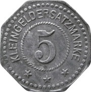 5 Pfennig - Kulmbach Spinnerei, Germany,  reverse image