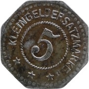 5 Pfennig - Kulmbach Spinnerei, Germany,  reverse image