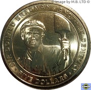 5 Dollars - Elizabeth II 4th Portrait - 100th Anniversary of Birth of Sir Donald Bradman, Australia, 2008 reverse image