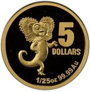 5 Dollars - Elizabeth II 4th Portrait - Lillypilly Frill-Necked Lizard, Australia, 2009 reverse image
