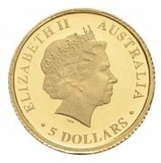 5 Dollars - Elizabeth II 4th Portrait - Kangaroo - Gold Proof obverse image