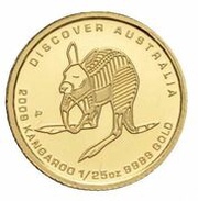 5 Dollars - Elizabeth II 4th Portrait - Kangaroo - Gold Proof, Australia, 2009 reverse image
