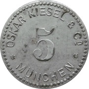 5 Pfennig - München Oskar Kiesel and Cº obverse image