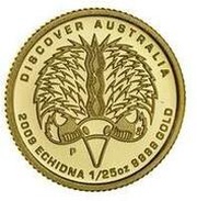 5 Dollars - Elizabeth II 4th Portrait - Echidna - Gold Proof, Australia, 2009 reverse image