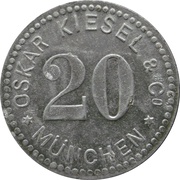 20 Pfennig - München Oskar Kiesel and Cº obverse image