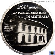 5 Dollars - Elizabeth II 4th Portrait - 200 Years of Postal Services in Australia - Silver Proof, Australia, 2009 reverse image