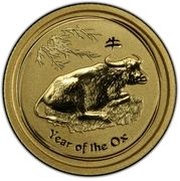5 Dollars - Elizabeth II 4th Portrait - Year of the Ox - Gold Bullion Coin, Australia, 2009 reverse image