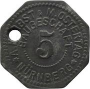 5 Pfennig - Nürnberg A. Herbst and M. Ostertag Baugeschäft obverse image