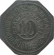 10 Pfennig - Nürnberg Nürnberger Schraubenfabrik u. Facondreherei obverse image