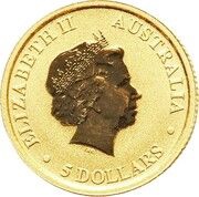 5 Dollars - Elizabeth II 4th Portrait - Kangaroo - Gold Bullion Coin obverse image
