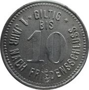 10 Pfennig - Pförring, Germany, 1917 reverse image