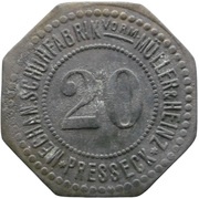20 Pfennig - Presseck Mechan. Schuhfabrik Vorm. Müller and Heinz obverse image
