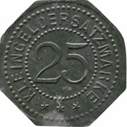 25 Pfennig - Regen Josef Schrank Goldwaren and Uhrengeschäft, Germany,  reverse image