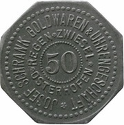 50 Pfennig - Regen Josef Schrank Goldwaren and Uhrengeschäft obverse image