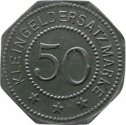 50 Pfennig - Regen Josef Schrank Goldwaren and Uhrengeschäft, Germany,  reverse image