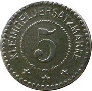 5 Pfennig - Rosenberg i. O. Andr. Pemsel, Germany,  reverse image