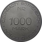 1000 Mark - Röthenbach C. Conradty, Germany, 1922 obverse image