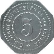 5 Pfennig - Rothenburg ob der Tauber, Germany, 1918 reverse image