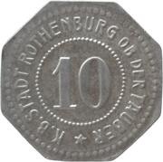 10 Pfennig - Rothenburg ob der Tauber, Germany, 1918 reverse image