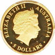 5 Dollars - Elizabeth II 4th Portrait - Discover Australia - Red Kangaroo obverse image
