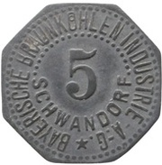 5 Pfennig - Schwandorf Bayerische Braunkohlen-Industrie A.G. obverse image