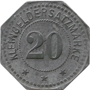 20 Pfennig - Spiegelau Ernst Petzold Jr. Holzindustrie, Germany,  reverse image
