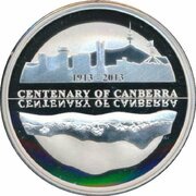 5 Dollars - Elizabeth II 4th Portrait - Centenary of Canberra - Silver Proof, Australia, 2013 reverse image
