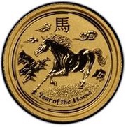 5 Dollars - Elizabeth II 4th Portrait - Year of the Horse - Gold Bullion Coin, Australia, 2014 reverse image