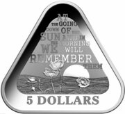 5 Dollars - Elizabeth II 4th Portrait - Lest We Forget - Silver Proof, Australia, 2014 reverse image