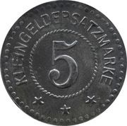 5 Pfennig - Weiden, Germany, 1917 reverse image