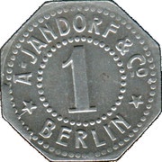 1 Pfennig - Berlin A. Jandorf and Co., Germany,  reverse image