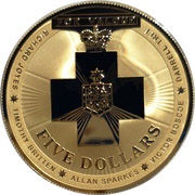 5 Dollars - Elizabeth II 4th Portrait - Australian Bravery Medal - Silver Gilded, Australia, 2015 reverse image