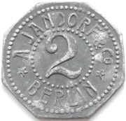 2 Pfennig - Berlin A. Jandorf and Co., Germany,  reverse image