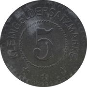 5 Pfennig - Berlin Niederlausitzer - Kohlenwerk, Germany,  reverse image