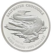5 Dollars - Elizabeth II 4th Portrait - Saltwater Crocodile - Agro Junior, Australia, 2015 reverse image