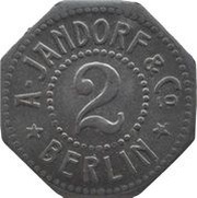 2 Pfennig - Berlin A. Jandorf and Co., Germany,  reverse image