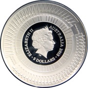 5 Dollars - Elizabeth II 4th Portrait - ICC Cricket World Cup 2015 - Silver Domed Coin obverse image