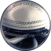 5 Dollars - Elizabeth II 4th Portrait - ICC Cricket World Cup 2015 - Silver Domed Coin, Australia, 2015 reverse image