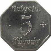 5 Pfennig - Cottbus, Germany, 1921 reverse image
